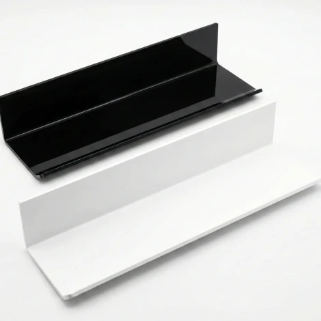 Self-adhesive marker shelf - Graphic design. Two rectangular shelves in black and white.