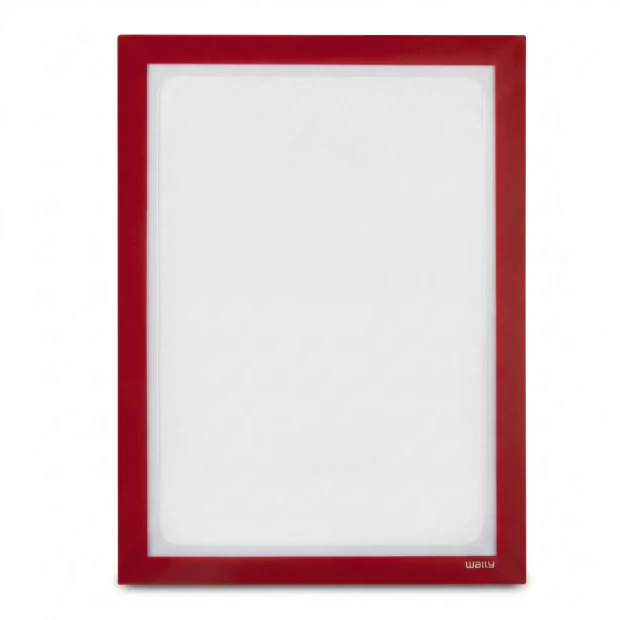 Red A4 self-adhesive magnetic frame for direct writing with cutout - Graphic design. Simple and stylish.