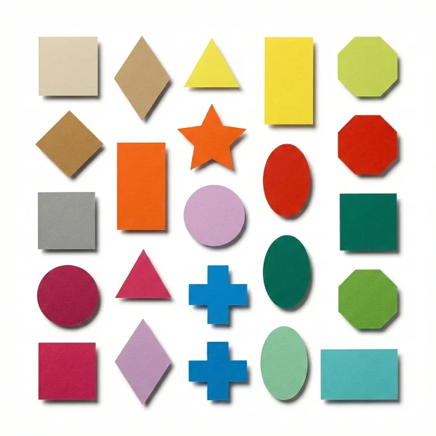 Custom dry-erase magnets in small sizes - Graphic design. Various shapes in green, yellow, and pink colors.
