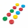 Colorful magnets set of 10 - Graphic design. Round magnets in yellow, red, blue, and green.