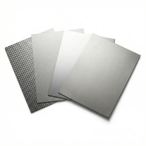 Stainless steel countertop protector INOX - Graphic design with visible textures, including smooth stainless steel.