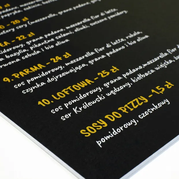 Magnetic chalkboard with custom print in any size - Graphic design. Black background with white and yellow accents.
