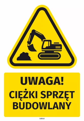 Safety Warning Sticker with Pictogram: Heavy Construction Equipment