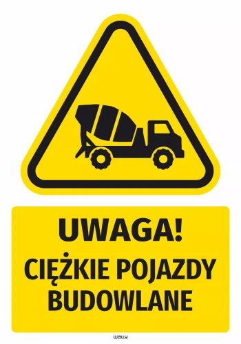 Safety Warning Sticker with Pictogram: Heavy Construction Vehicles