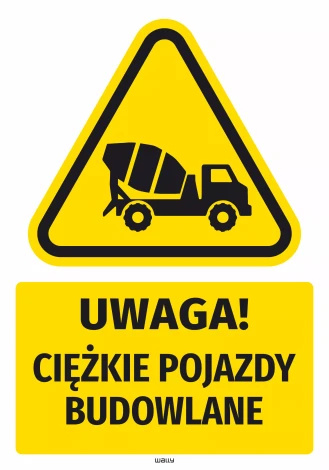 Safety Warning Sticker with Pictogram: Heavy Construction Vehicles