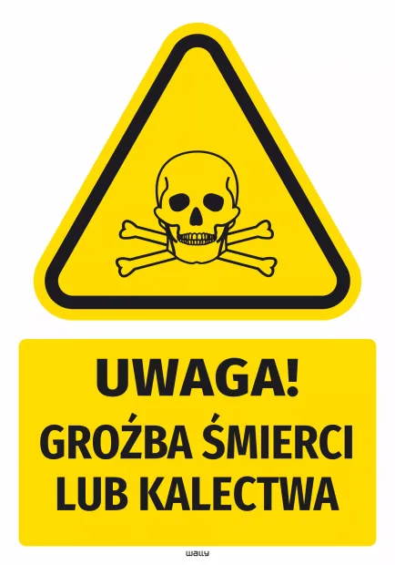 Safety Warning Sticker with Pictogram: Danger of Death or Disability