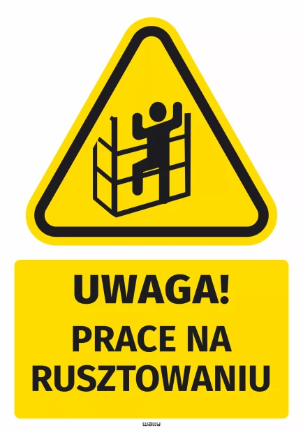 Safety Warning Sticker with Pictogram: Scaffolding Work