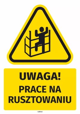 Safety Warning Sticker with Pictogram: Scaffolding Work