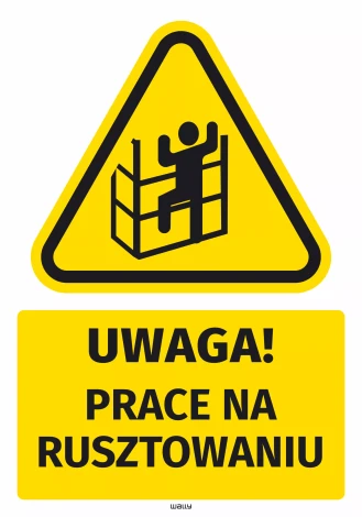 Safety Warning Sticker with Pictogram: Scaffolding Work