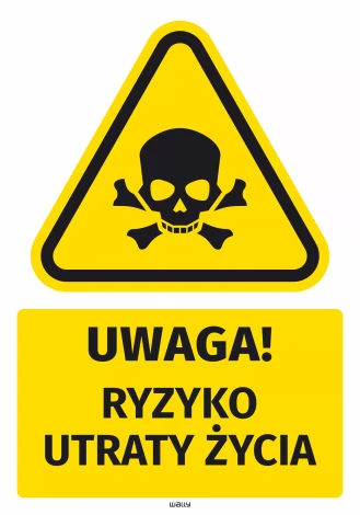 Safety Warning Sticker with Pictogram: Risk of Death