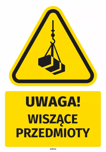 Safety Warning Sticker with Pictogram: Overhead Hanging Objects