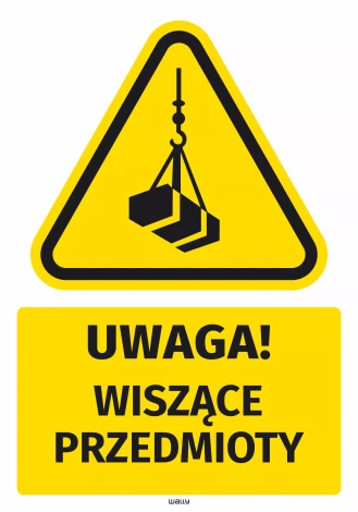 Safety Warning Sticker with Pictogram: Overhead Hanging Objects
