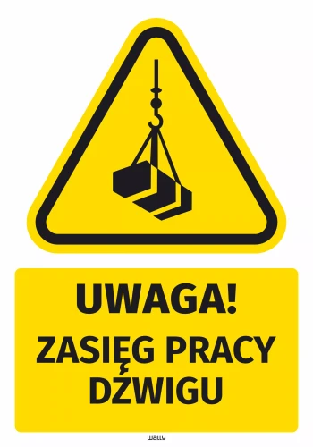 Safety Warning Sticker with Pictogram: Crane working range