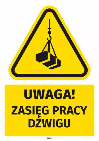 Safety Warning Sticker with Pictogram: Crane working range