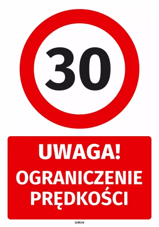 Parking Sticker: Caution – Speed Limit 30 km/h