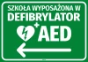Sticker: School equipped with an AED, left arrow