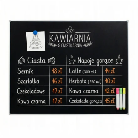 Magnetic Chalkboard In Aluminium Frame With Printed Design