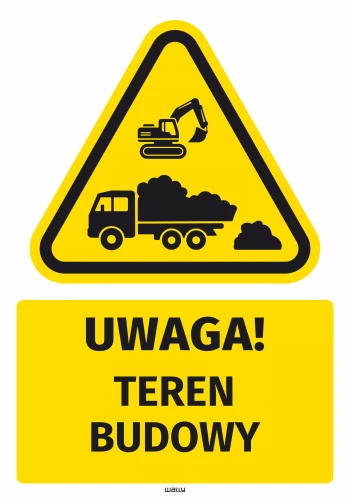 Safety Warning Sticker with Pictogram: Construction site
