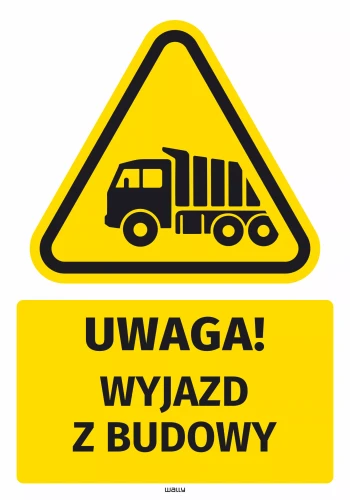 Safety Warning Sticker with Pictogram: Departure From Construction Site