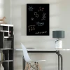 Custom chalkboard - chalk markers - Living room setup with light-colored walls and modern furniture.