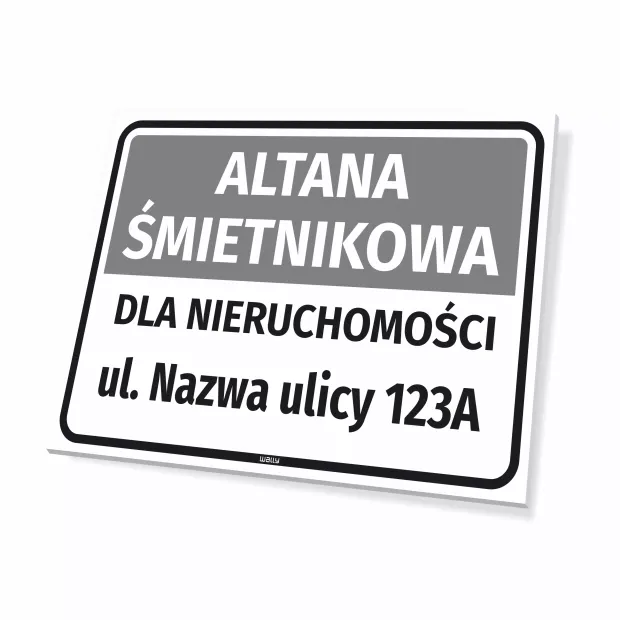 Sign: Waste Shelter for the Property with Street Name and Number