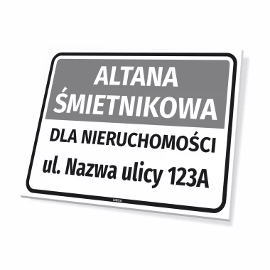 Sign: Waste Shelter for the Property with Street Name and Number
