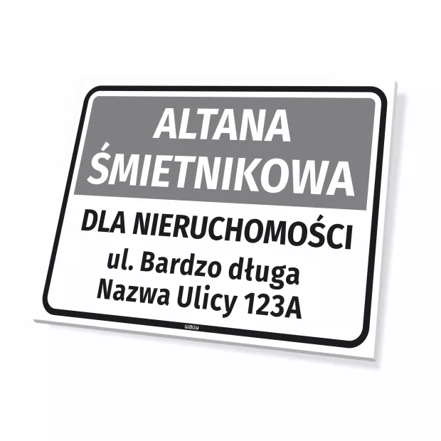 Sign: Waste Shelter for the Property with Street Name and Number