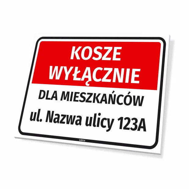 Information Sign: Bins for Residents Only, Street Name with Number