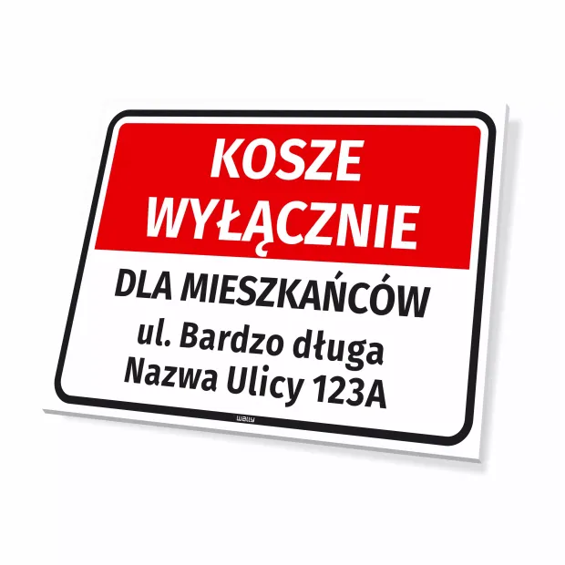 Information Sign: Bins for Residents Only, Street Name with Number