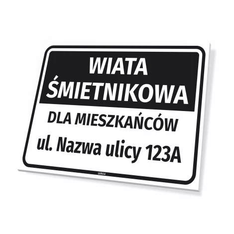 Information Sign: Waste Shelter for Residents with Street Name and Number