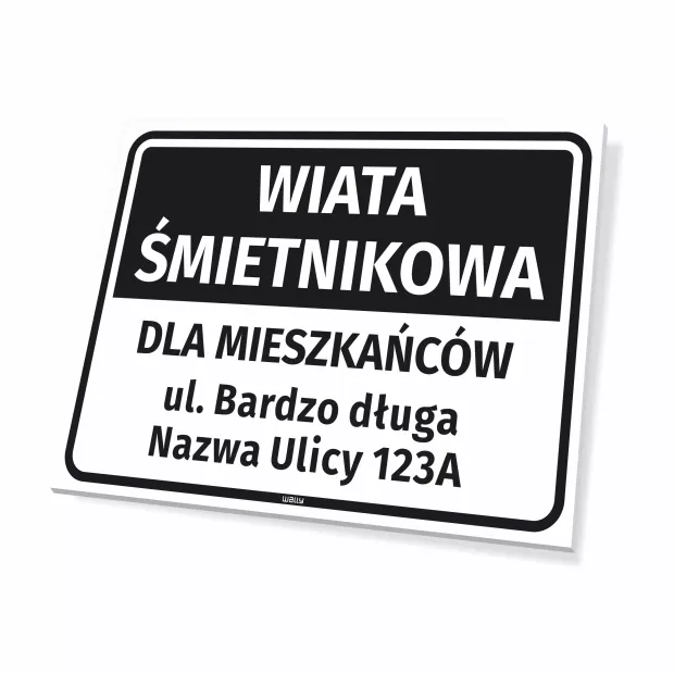 Information Sign: Waste Shelter for Residents with Street Name and Number