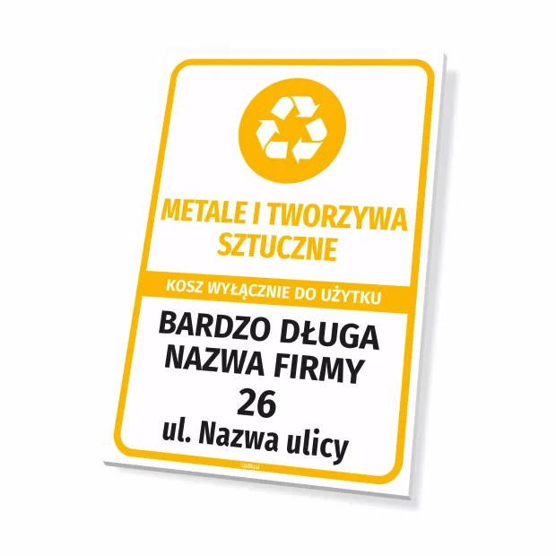 Sign: Metals and Plastics – Bin for Exclusive Use: Company Name with Address