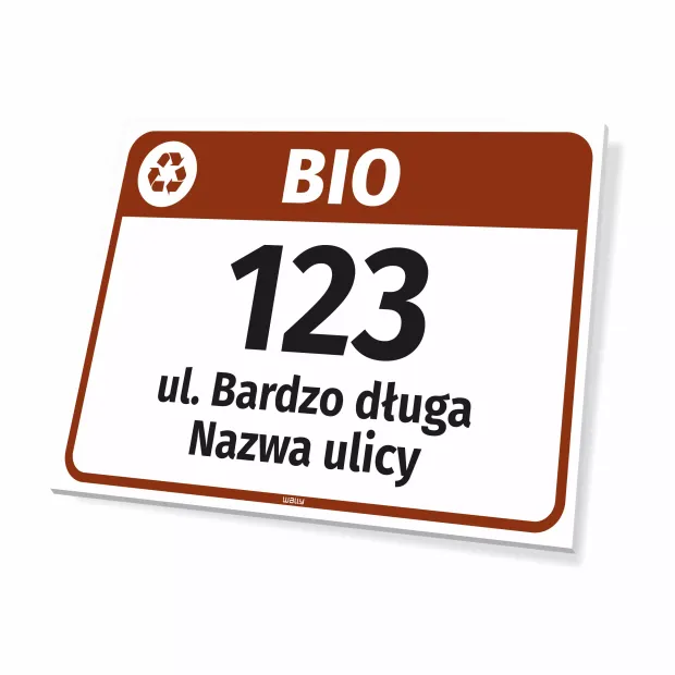 Bin Sign: BIO, with Street Name and House Number