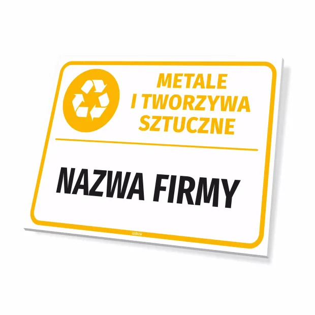 Bin Sign: Metals and Plastics, with Company Name