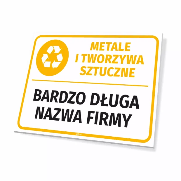 Bin Sign: Metals and Plastics, with Company Name