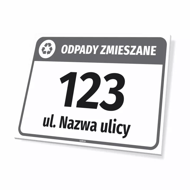 Bin Sign: Mixed waste, with Street Name and House Number