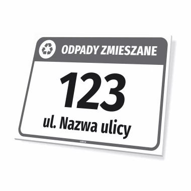 Bin Sign: Mixed waste, with Street Name and House Number