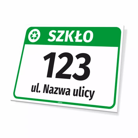 Bin Sign: Glass, with Street Name and House Number