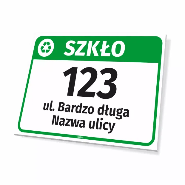 Bin Sign: Glass, with Street Name and House Number