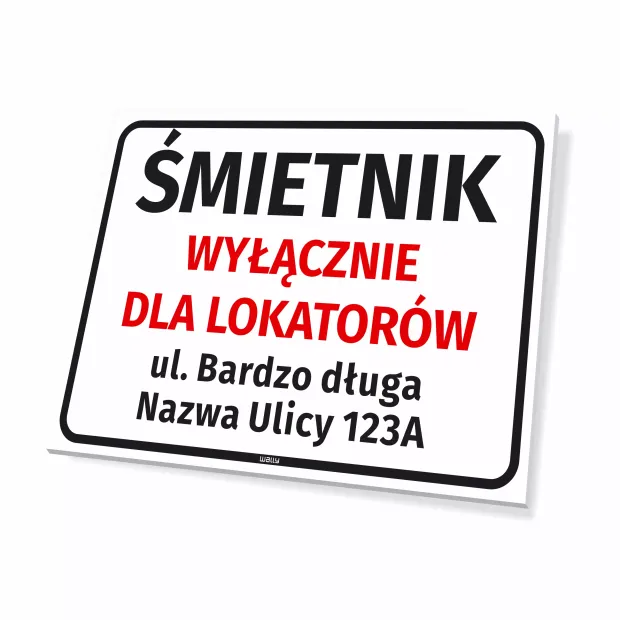 Sign: Garbage Area for Tenants Only: Street Name and Number