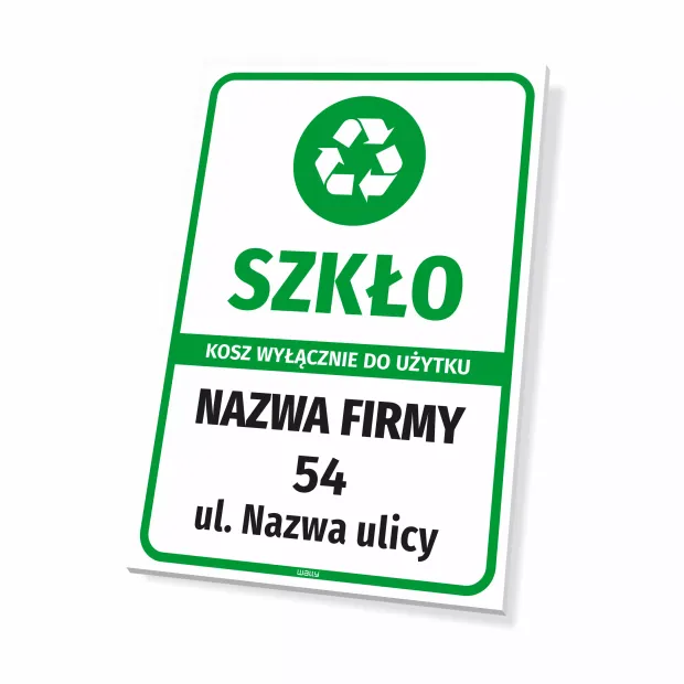 Sign: Glass – Bin for Exclusive Use: Company Name with Address