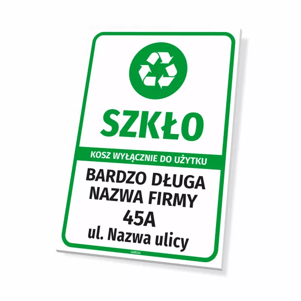 Sign: Glass – Bin for Exclusive Use: Company Name with Address