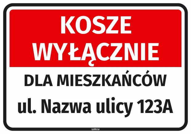 Sticker: Bins for Residents Only, Street Name with Number