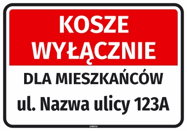 Sticker: Bins for Residents Only, Street Name with Number