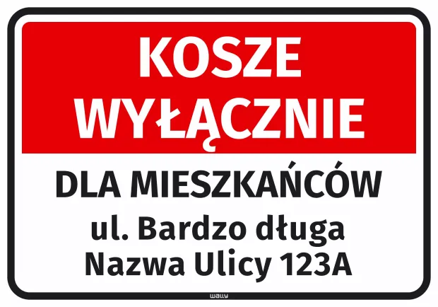 Sticker: Bins for Residents Only, Street Name with Number
