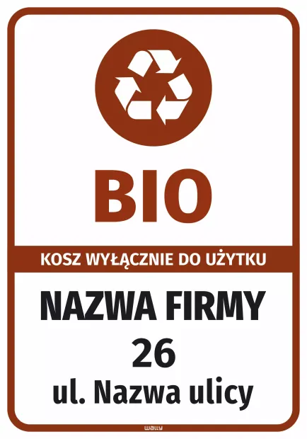 Sticker for Bin – BIO for Exclusive Use, Company Name and Address