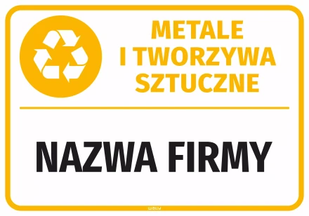 Sticker for Bin – Metals and Plastics, with Company Name