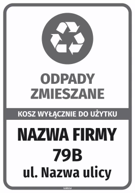Sticker for Bin – Mixed waste for Exclusive Use, Company Name and Address