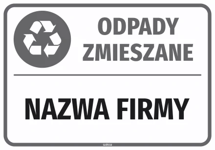 Sticker for Bin – Mixed waste, with Company Name
