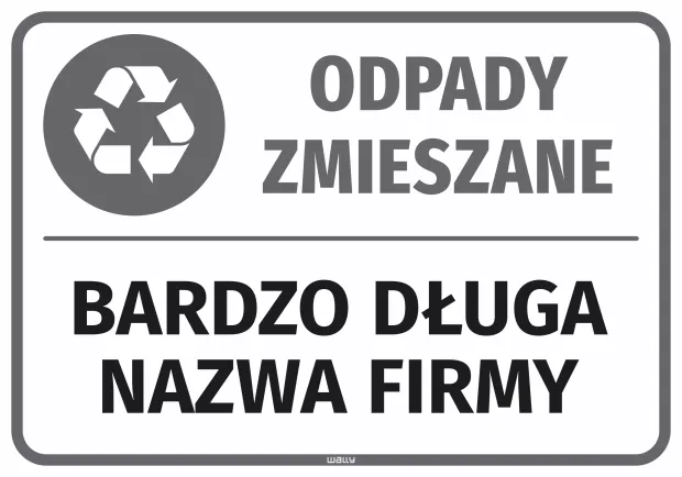 Sticker for Bin – Mixed waste, with Company Name